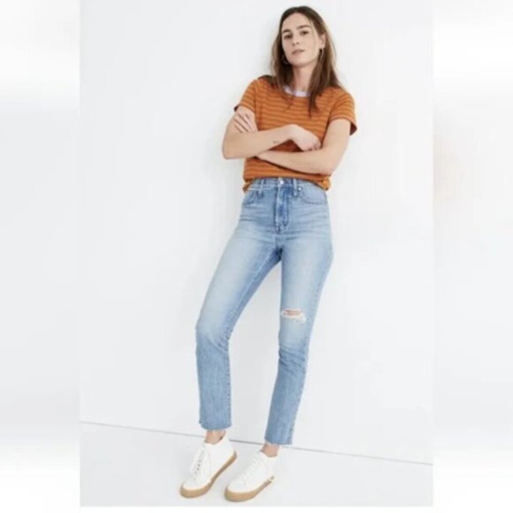 Madewell The Perfect Vintage High Rise Raw Hem Straight Leg Jean Size 23P